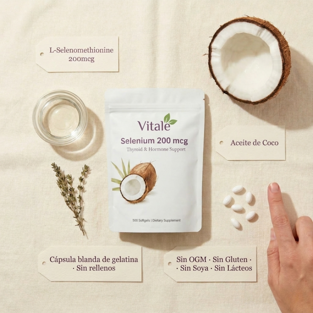 Vitale Selenio 200 mcg — Apoyo para la tiroides y las hormonas