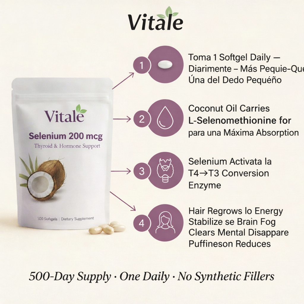 Vitale Selenio 200 mcg — Apoyo para la tiroides y las hormonas