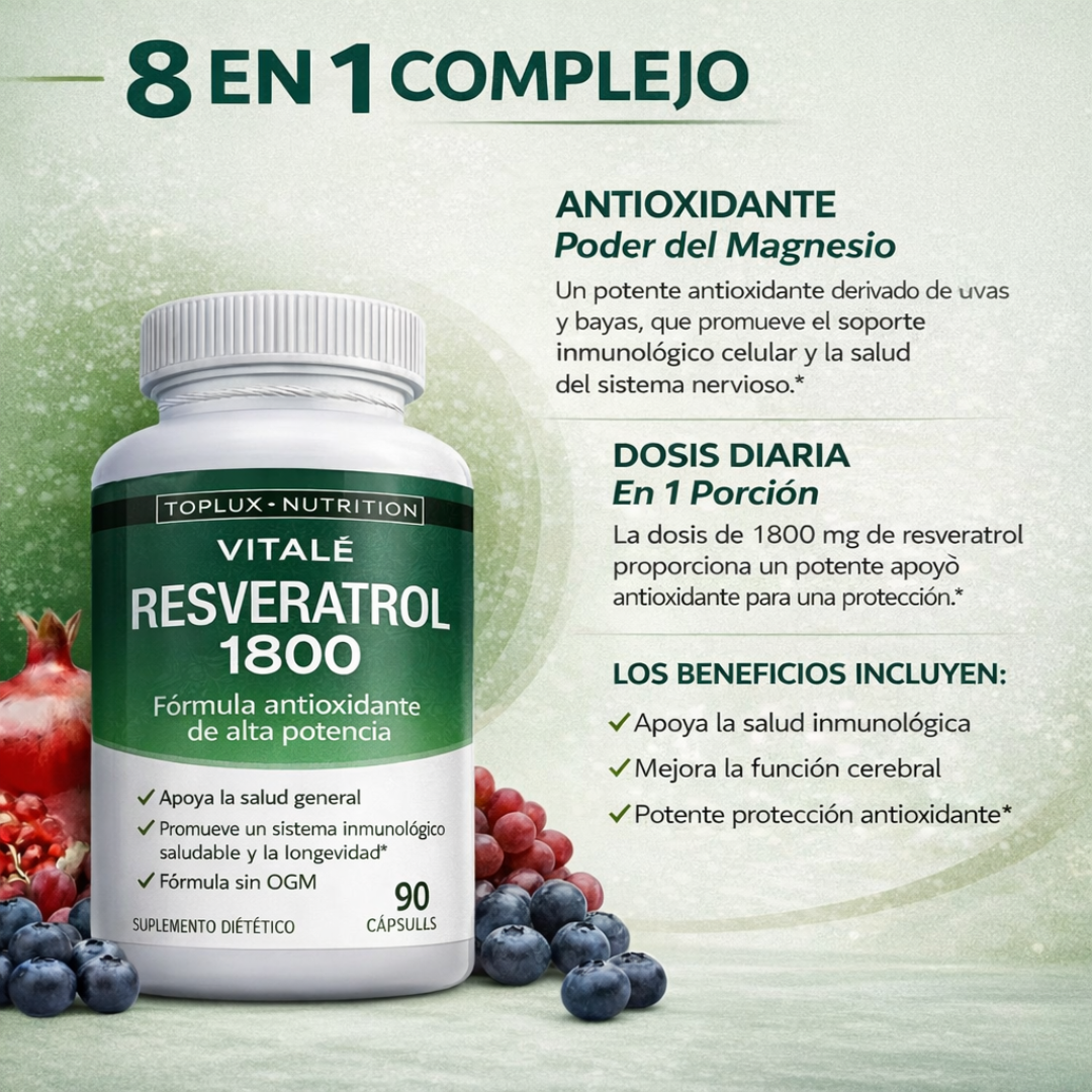 Fórmula de Poder Antioxidante Vitalé Resveratrol 1800