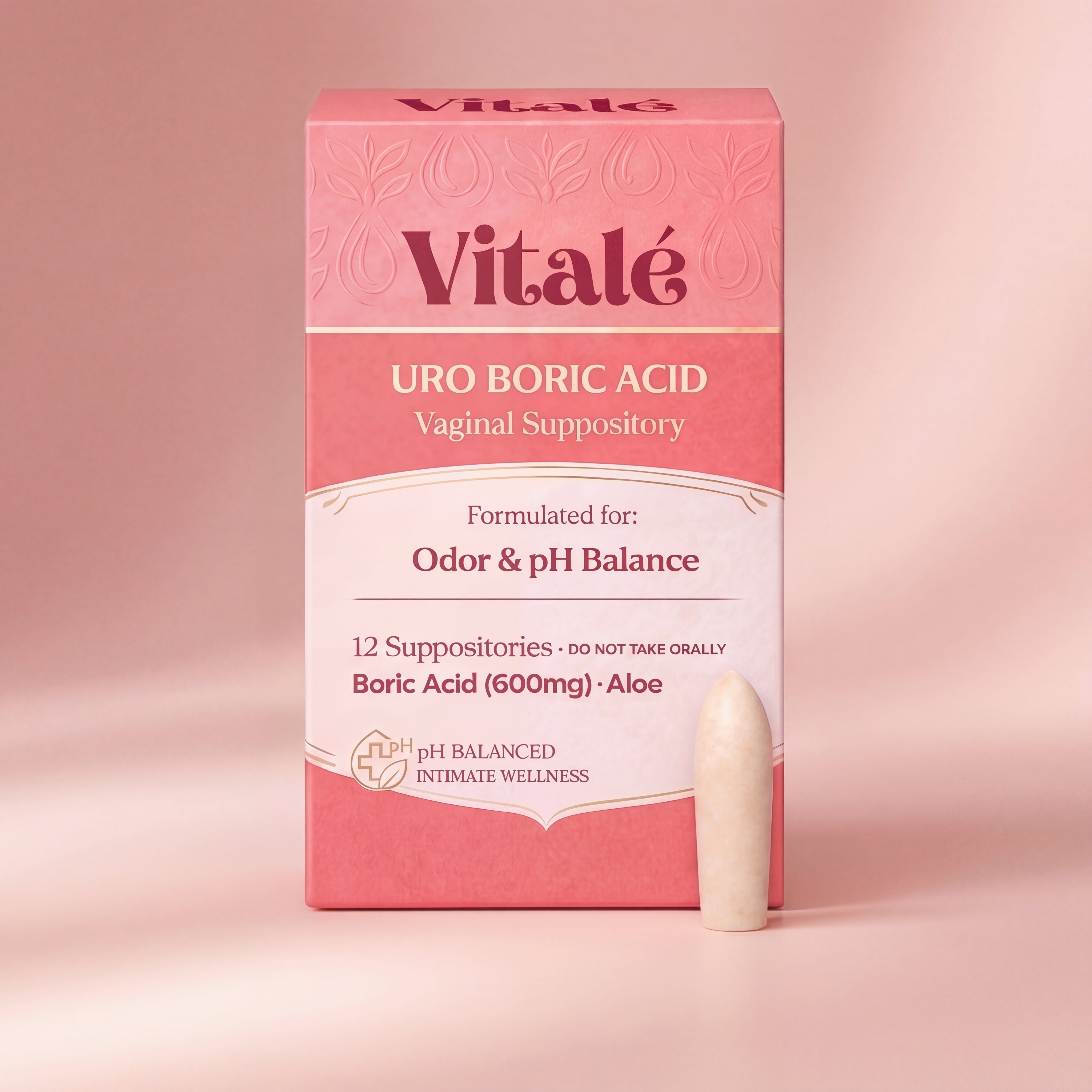 Vitalé URO Supositorios Vaginales de Ácido Bórico para el Olor y el Equilibrio del pH