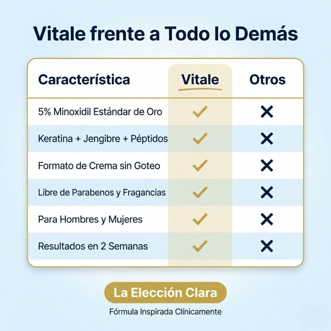 Vitale 5% Minoxidil & Keratina - Crema de Crecimiento Capilar  para Hombres y Mujeres
