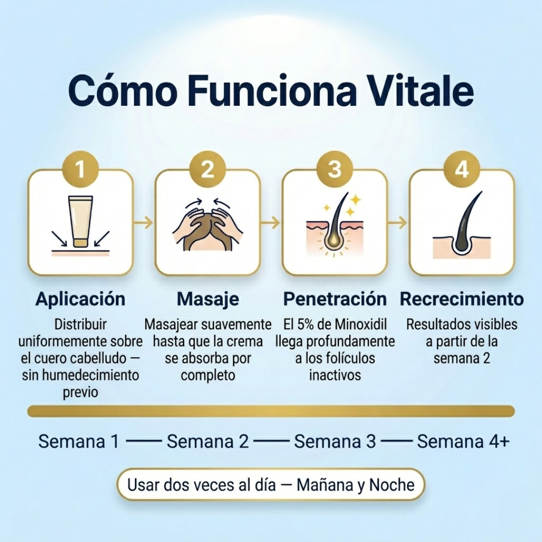 Vitale 5% Minoxidil & Keratina - Crema de Crecimiento Capilar  para Hombres y Mujeres