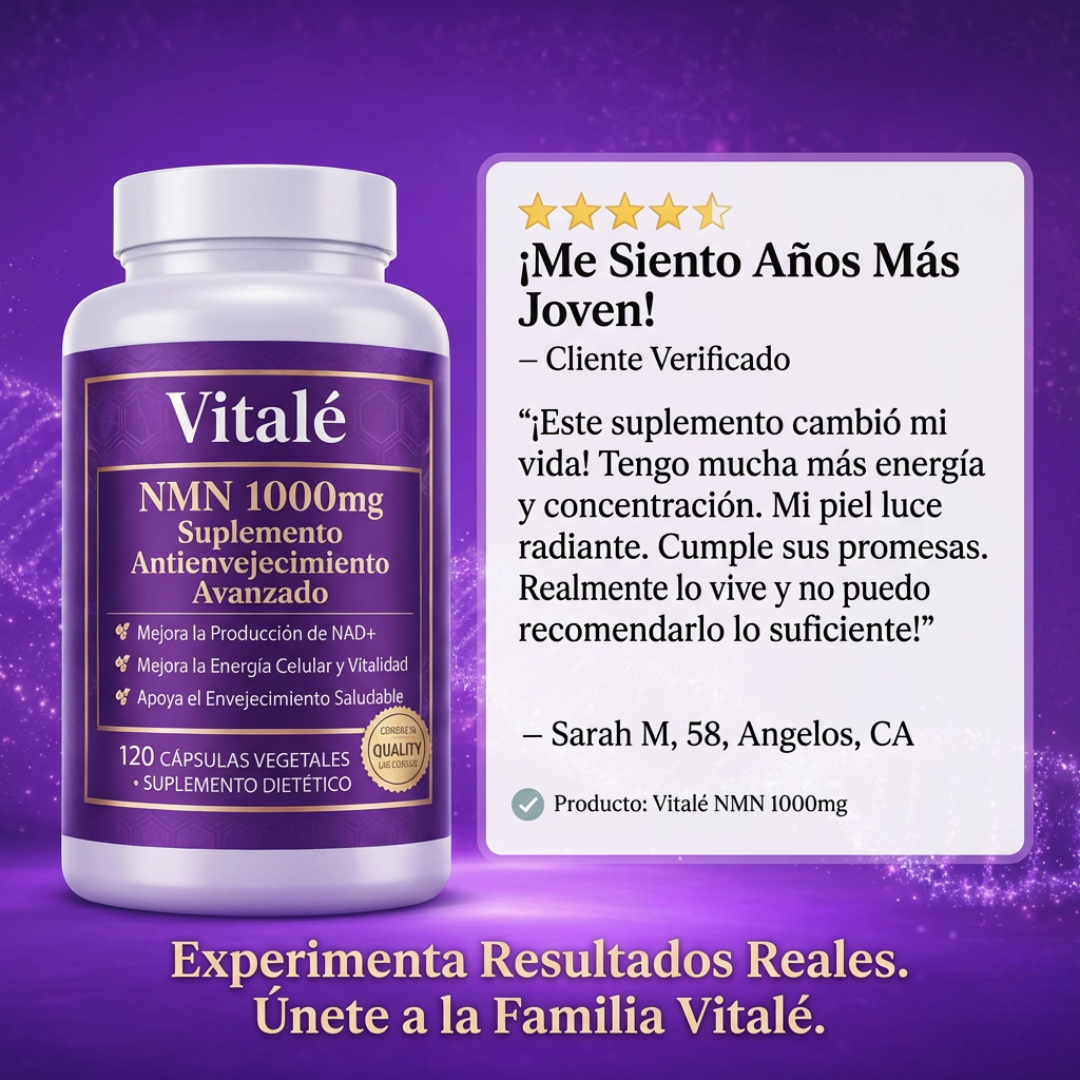Vitale NMN 1000 mg, suplemento antienvejecimiento que favorece el NAD+.