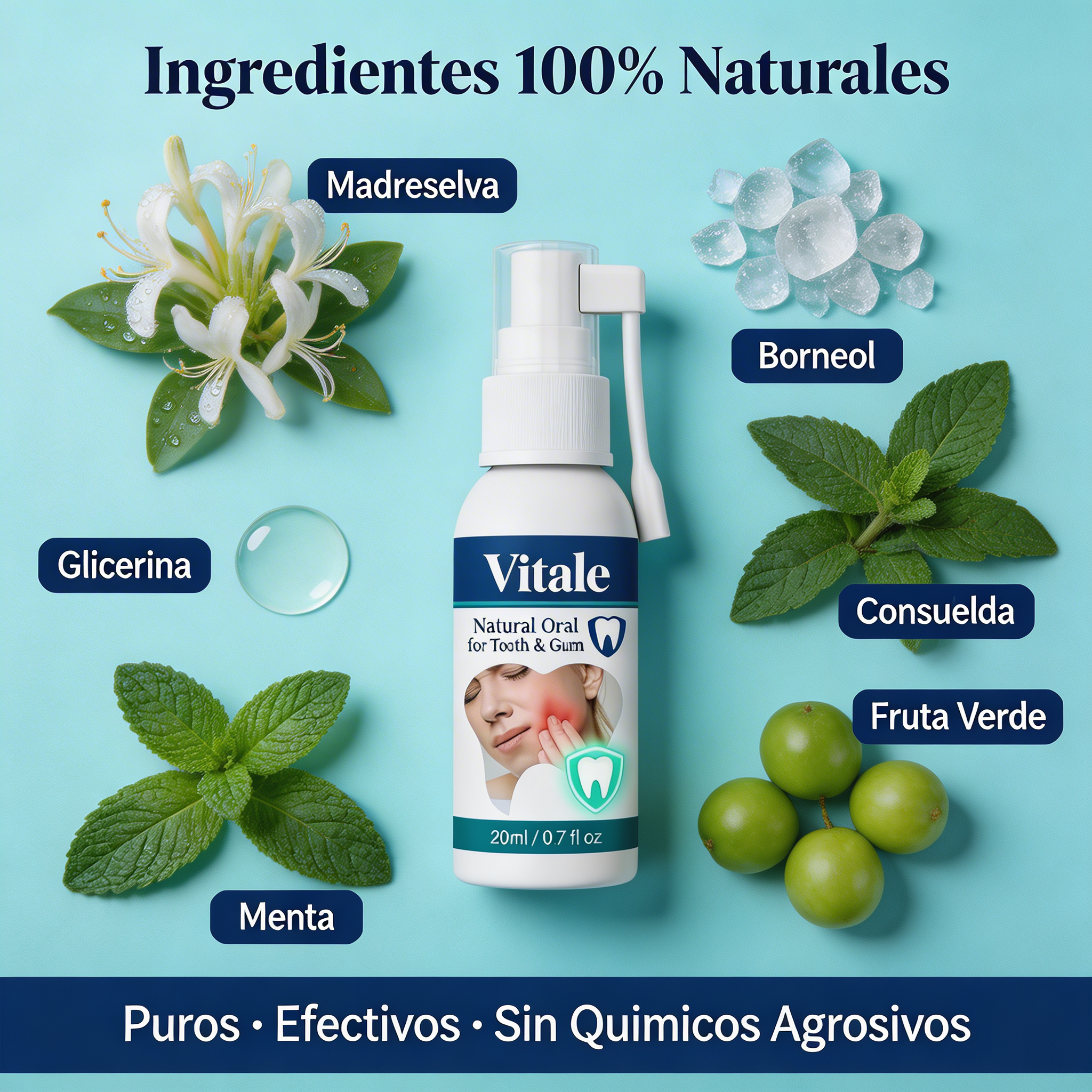 Vitale Spray Oral Natural para el Cuidado de Dientes y Encías