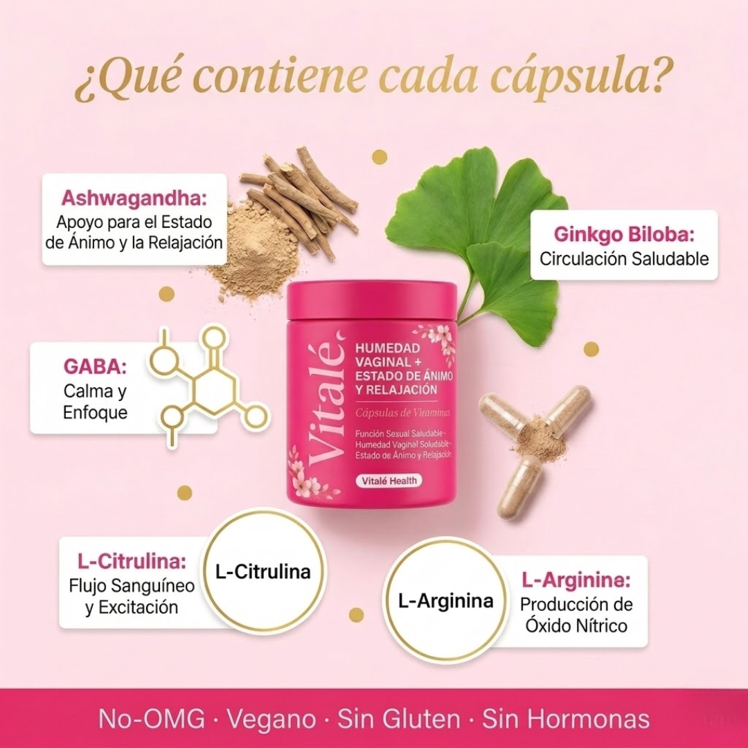 Vitalé URO - Cápsulas de Humedad Vaginal, Ánimo y Relajación