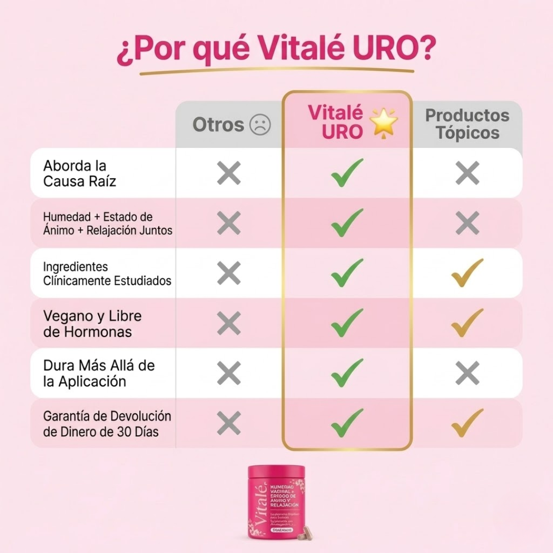 Vitalé URO - Cápsulas de Humedad Vaginal, Ánimo y Relajación
