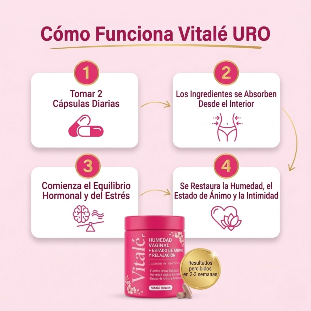 Vitalé URO - Cápsulas de Humedad Vaginal, Ánimo y Relajación
