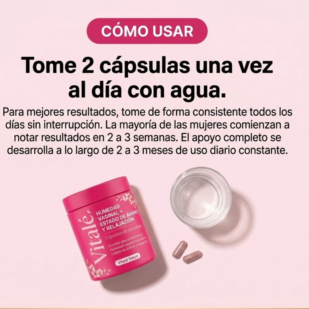 Vitalé URO - Cápsulas de Humedad Vaginal, Ánimo y Relajación