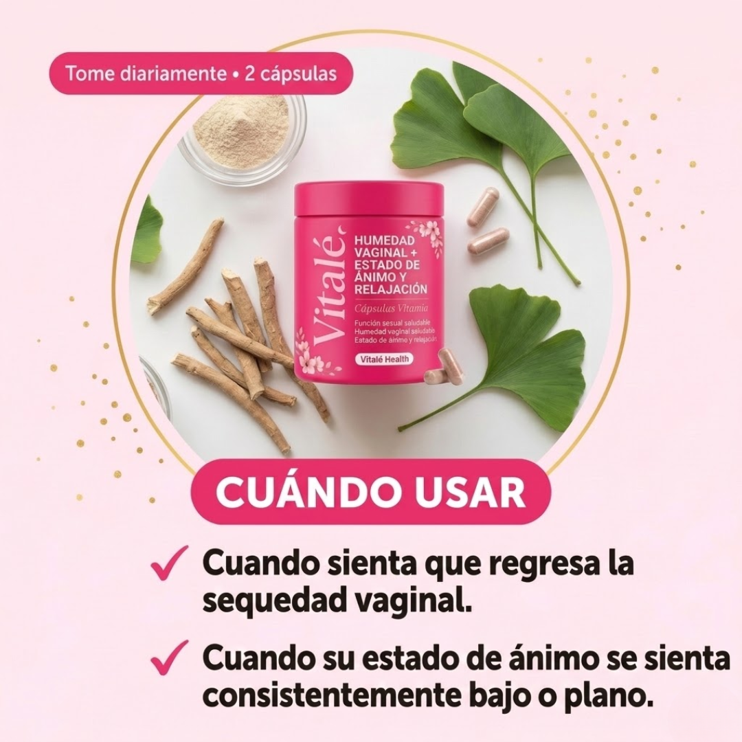 Vitalé URO - Cápsulas de Humedad Vaginal, Ánimo y Relajación