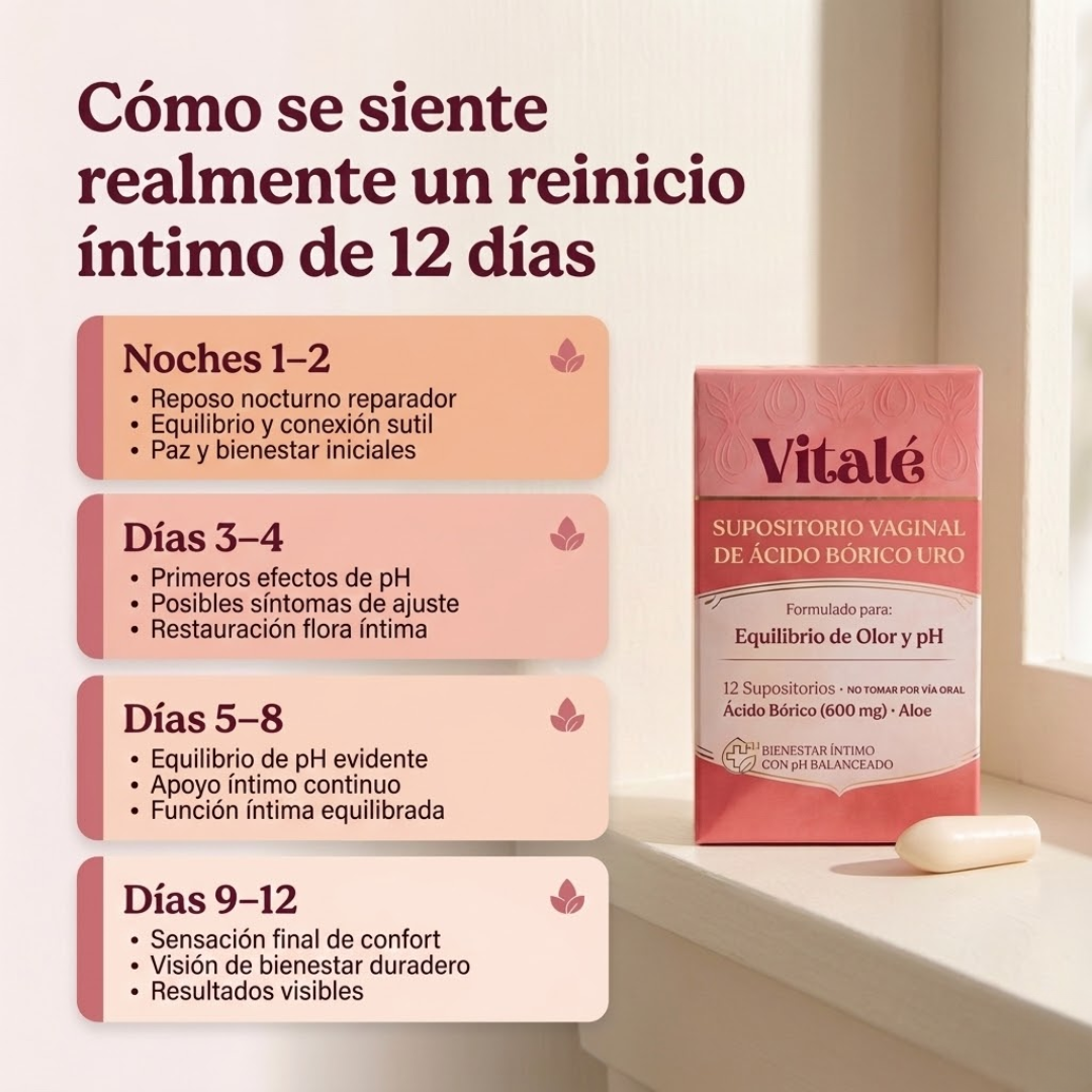 Vitalé URO Supositorios Vaginales de Ácido Bórico para el Olor y el Equilibrio del pH