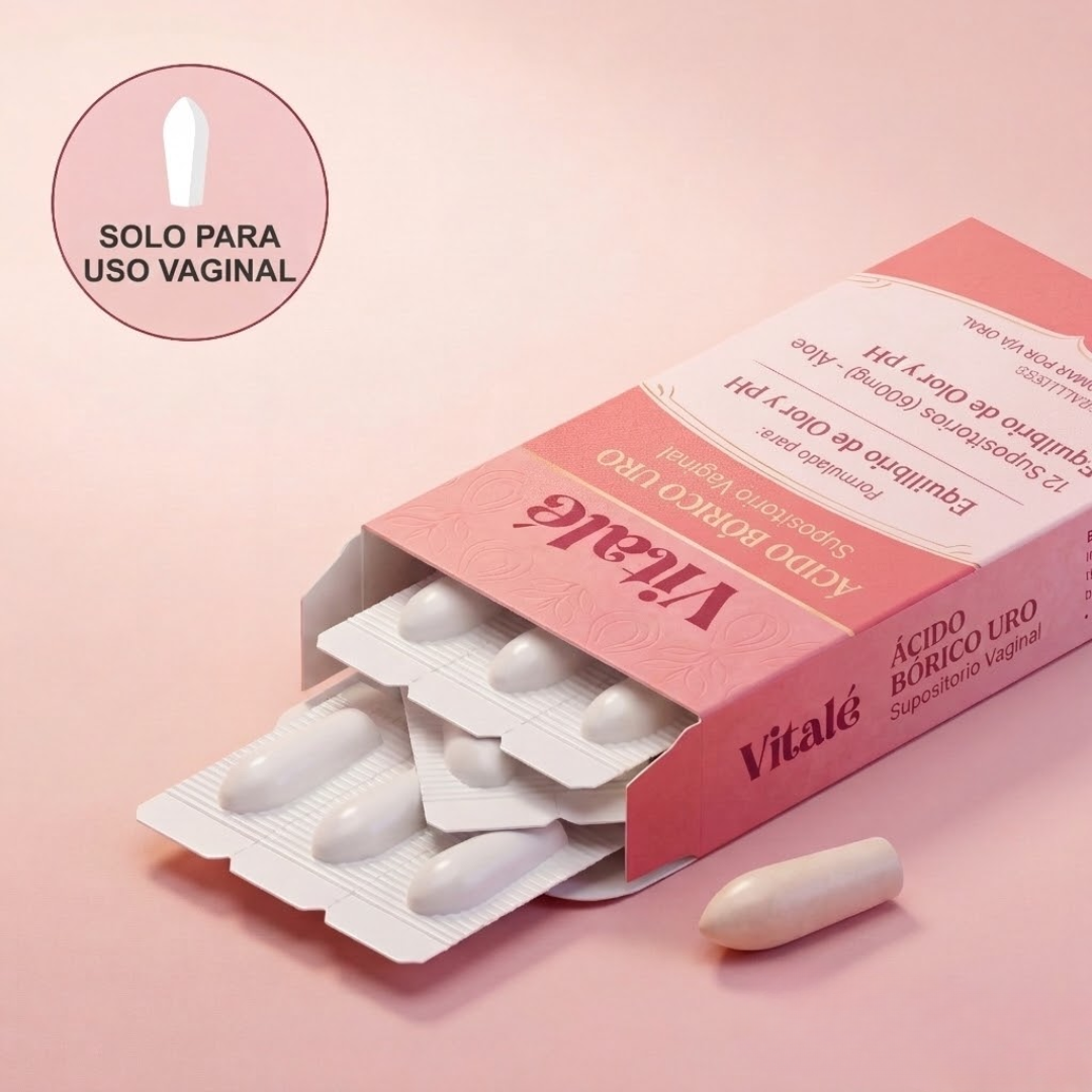 Vitalé URO Supositorios Vaginales de Ácido Bórico para el Olor y el Equilibrio del pH