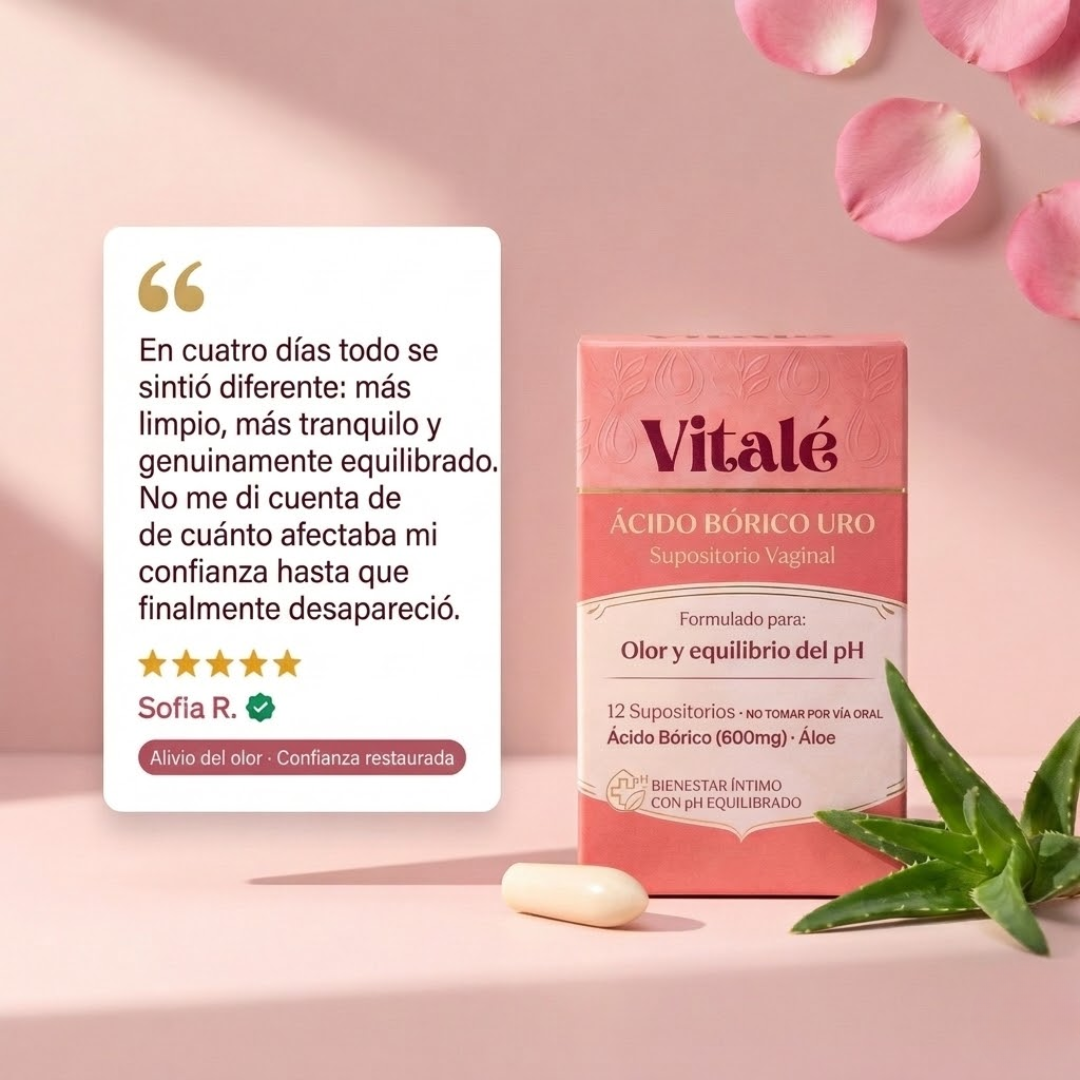 Vitalé URO Supositorios Vaginales de Ácido Bórico para el Olor y el Equilibrio del pH
