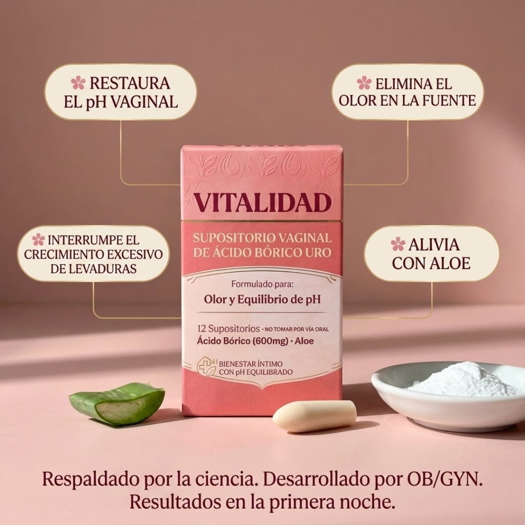 Vitalé URO Supositorios Vaginales de Ácido Bórico para el Olor y el Equilibrio del pH