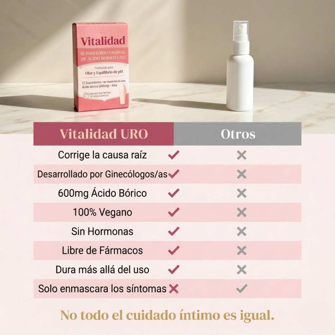 Vitalé URO Supositorios Vaginales de Ácido Bórico para el Olor y el Equilibrio del pH