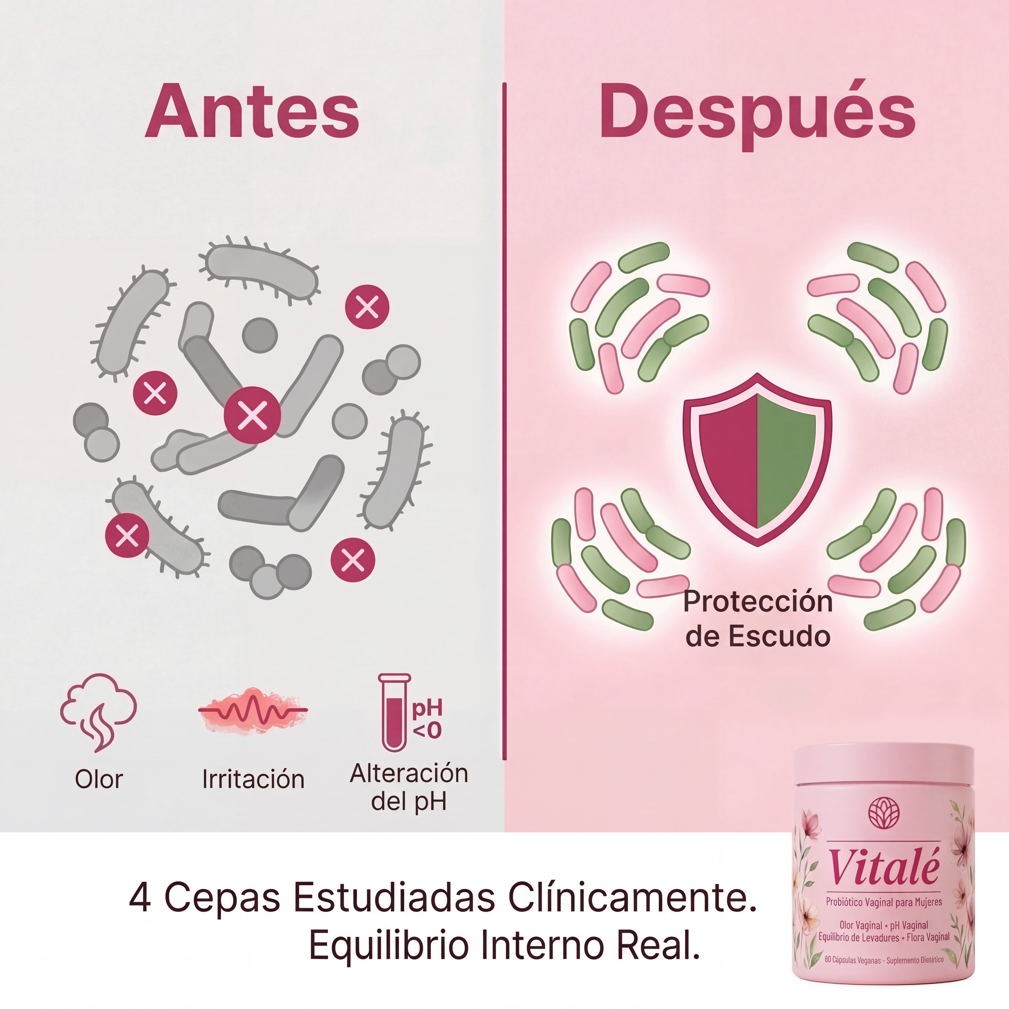 Vitalé URO Probiótico para mujeres para el equilibrio del pH y la salud vaginal