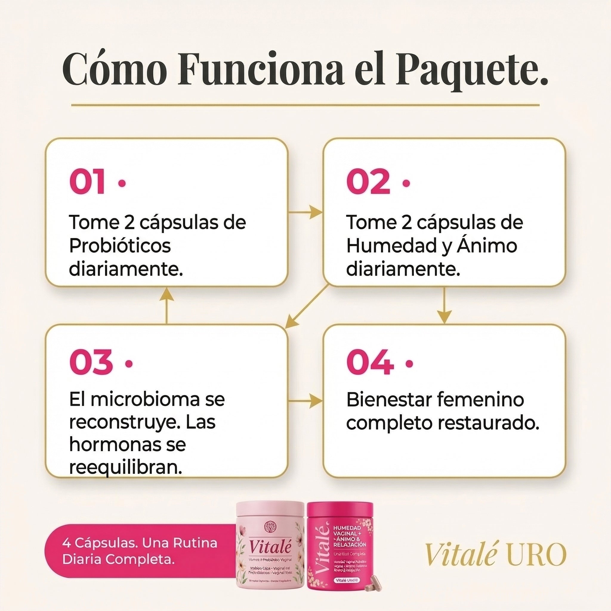 Paquete Vitalé URO Wellness: probióticos + hidratación y estado de ánimo