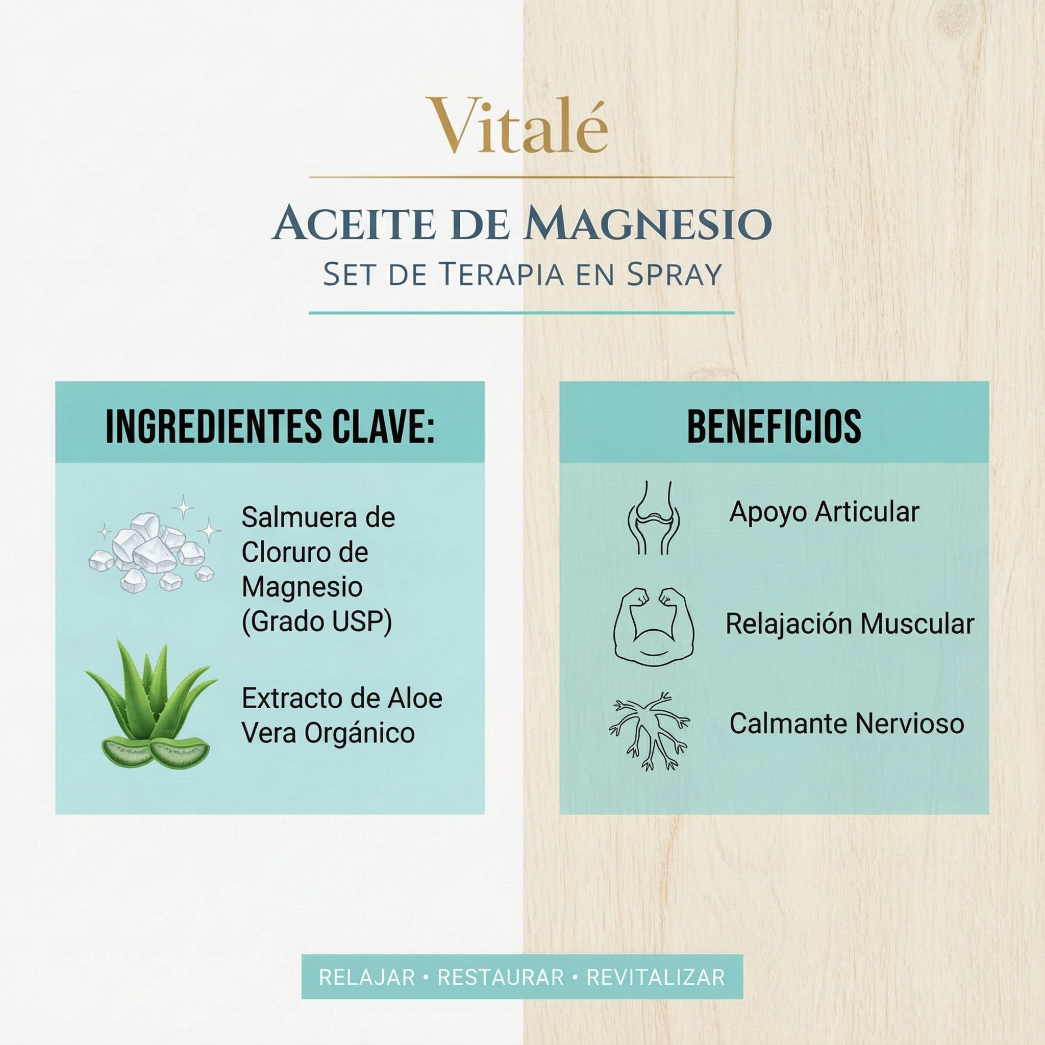 Set Terapéutico de Aceite de Magnesio en Spray Vitalé