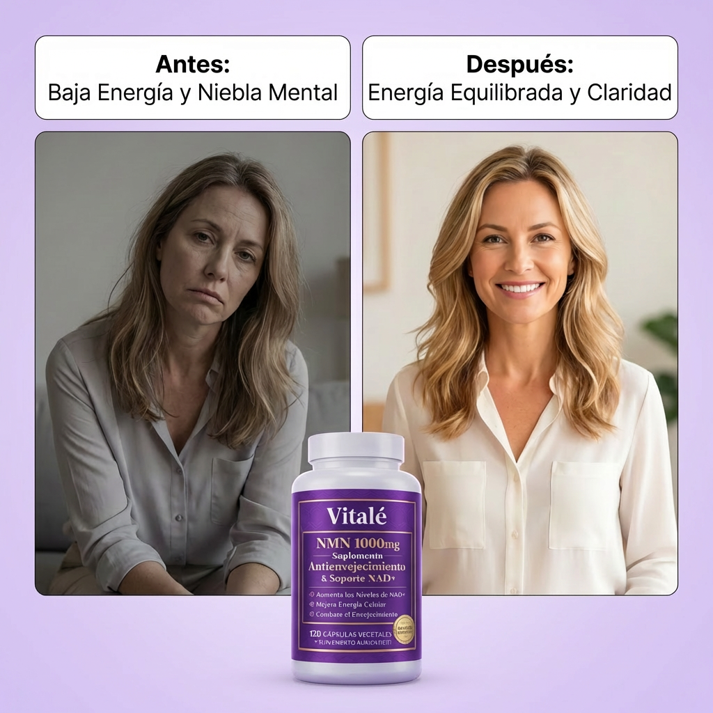 Vitale NMN 1000 mg, suplemento antienvejecimiento que favorece el NAD+.